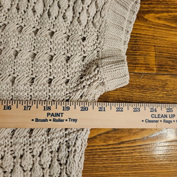 APT.9 Women's Open Knit Cap Sleeve Sweater Top Beige Medium Boho Chunky Textured - Picture 6 of 6